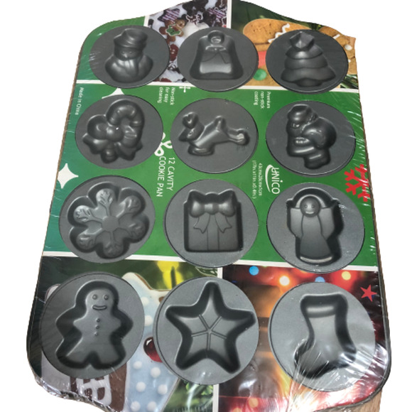 Unico 12 Cavity Christmas Cookie Pan - Picture 1 of 4